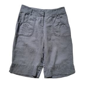 J.Jill Size	4 100% Linen Pale Blue Capri Pockets Casual Summer‎ Beach Cruise